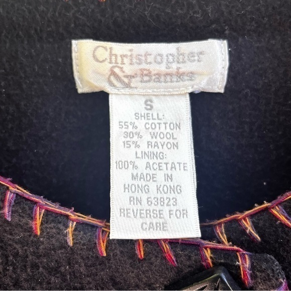 Christopher & Banks Women‎ Embroidered Sweater Shacket Multi Black Sz S/M - Picture 2 of 11